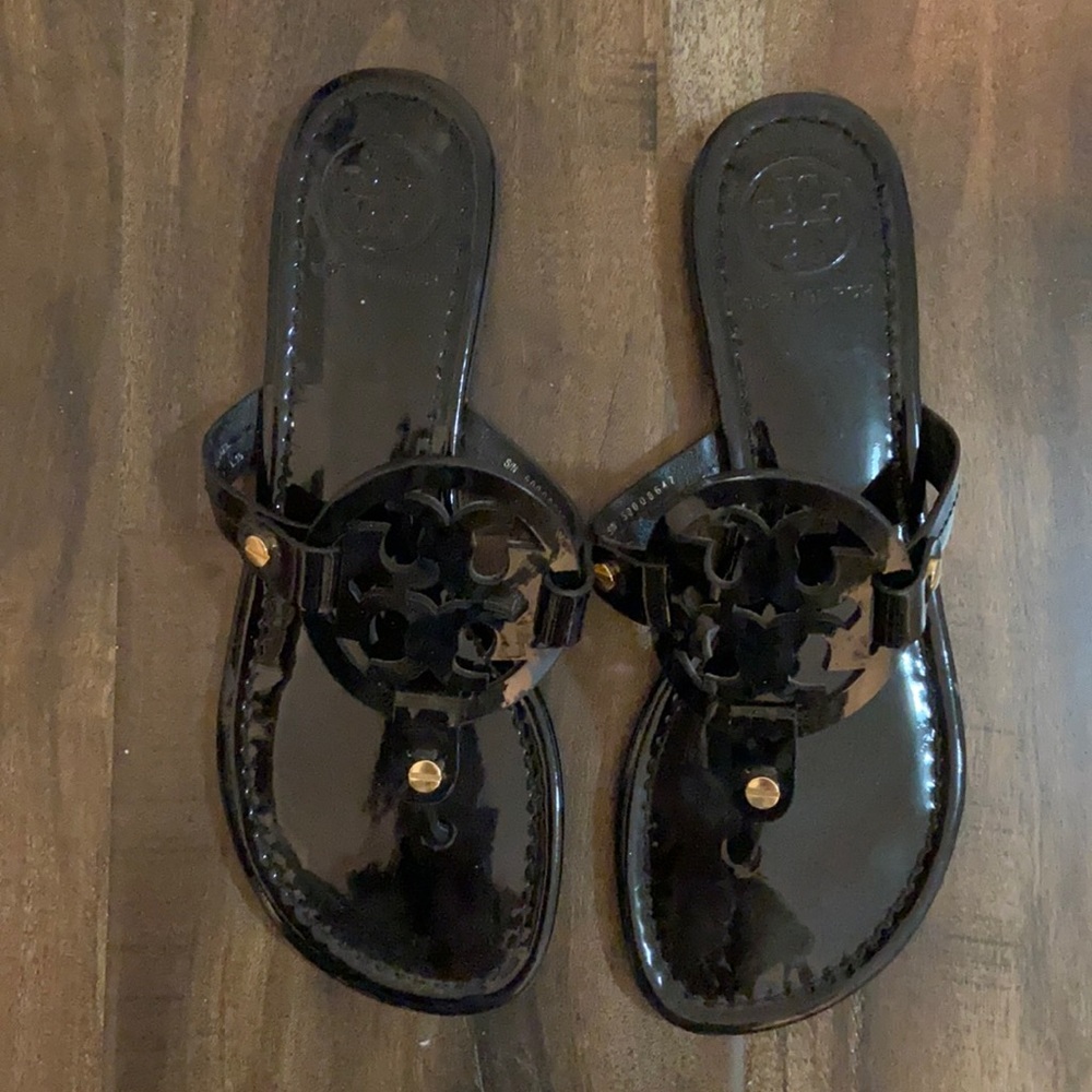 Tory Burch Miller Sandals - Black Patent